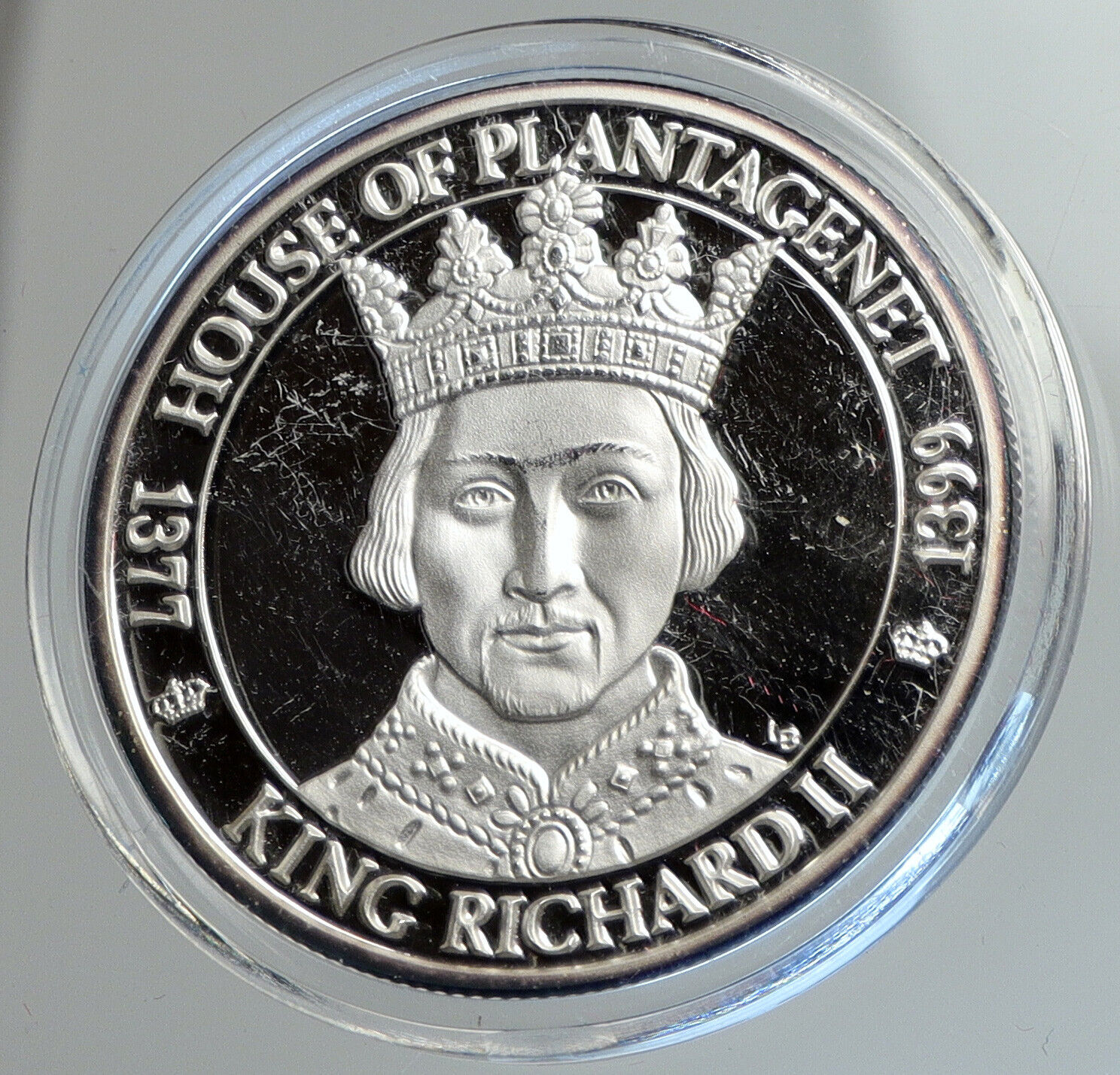 2002 TURKS & CAICOS KING RICHARD II Genuine Proof Silver 20 Crowns Coin i112406