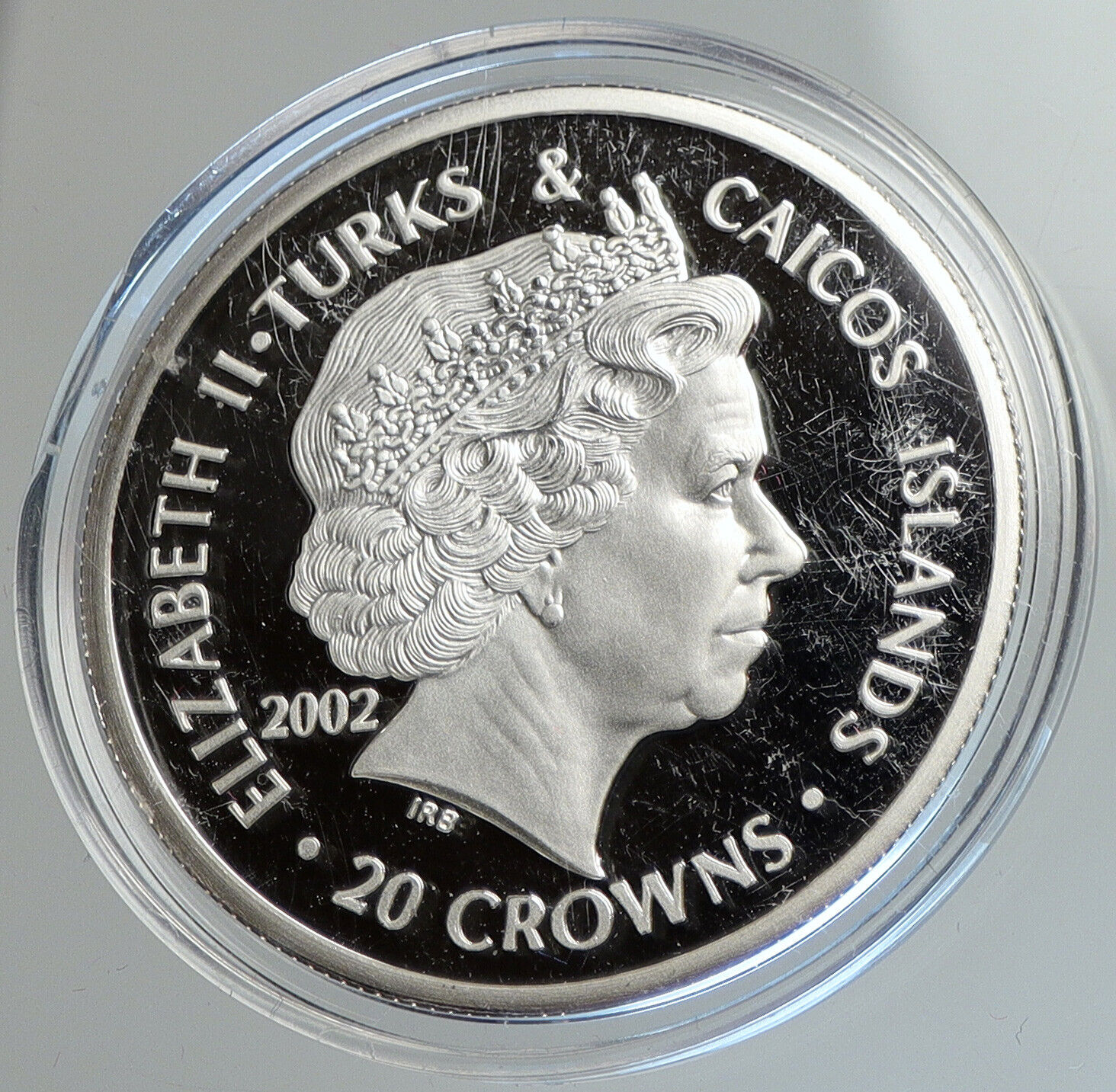 2002 TURKS & CAICOS KING RICHARD II Genuine Proof Silver 20 Crowns Coin i112406