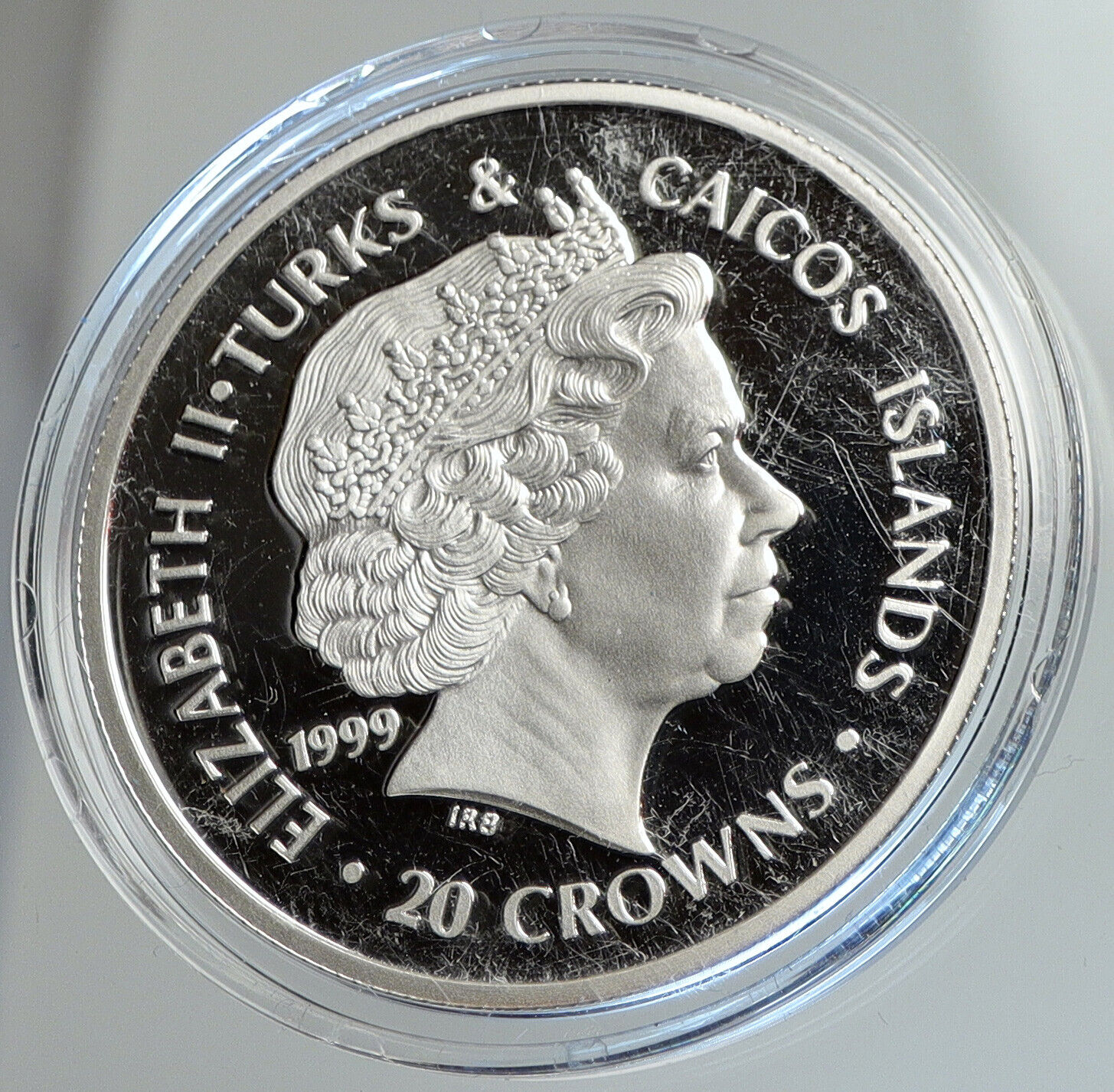 1999 TURKS & CAICOS UK WINSTON CHURCHILL Old Proof Silver 20 Crown Coin i112396