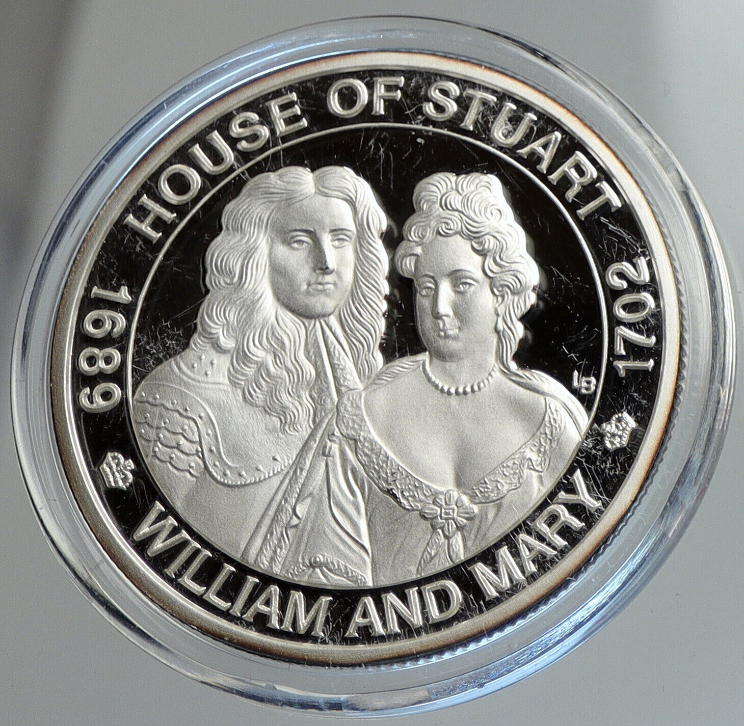 2001 TURKS & CAICOS WILLIAM MARY House Stuart Proof Silver 20 Crown Coin i112413