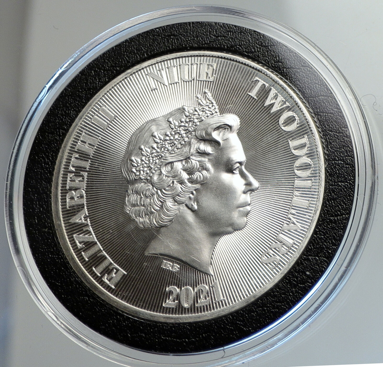 2021 NIUE Elizabeth II CROWNED LION of JUDAH 1 OZ Proof Silver $2 Coin i112417