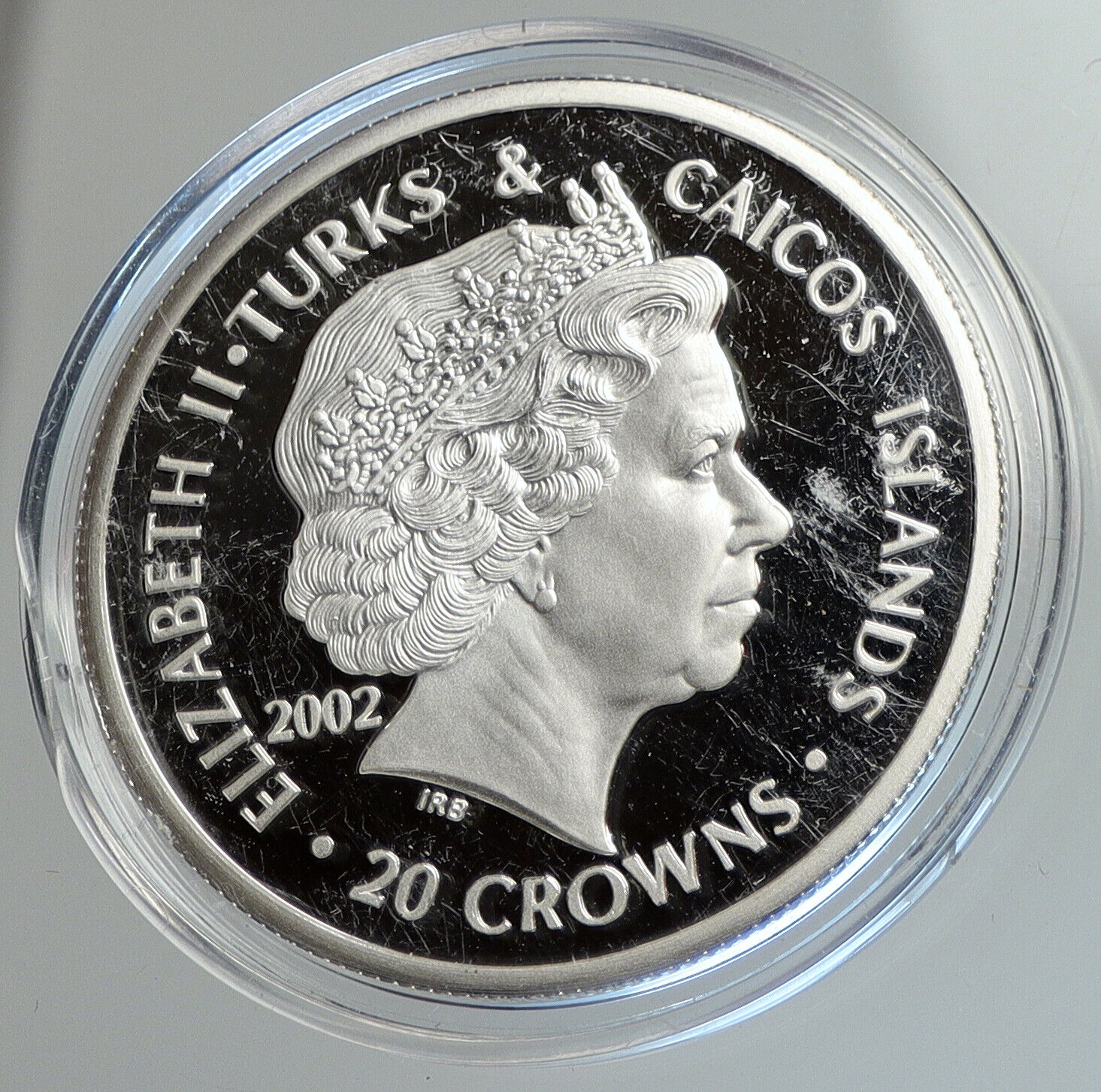 2002 TURKS & CAICOS KING RICHARD II Genuine Proof Silver 20 Crowns Coin i112421