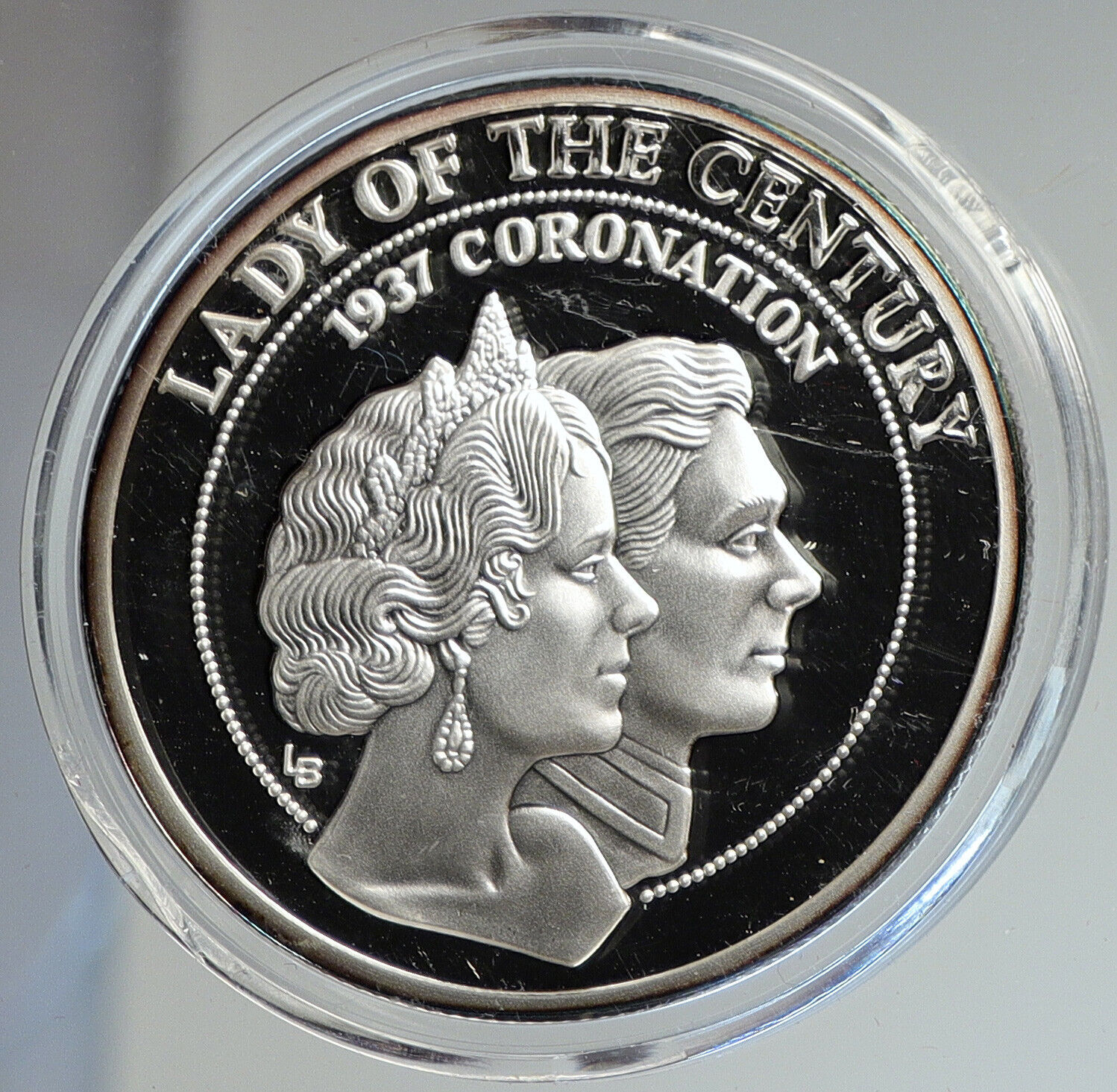 1997 TURKS & CAICOS Elizabeth II GEORGE VI CROWNING Silver 20 Crown Coin i112437