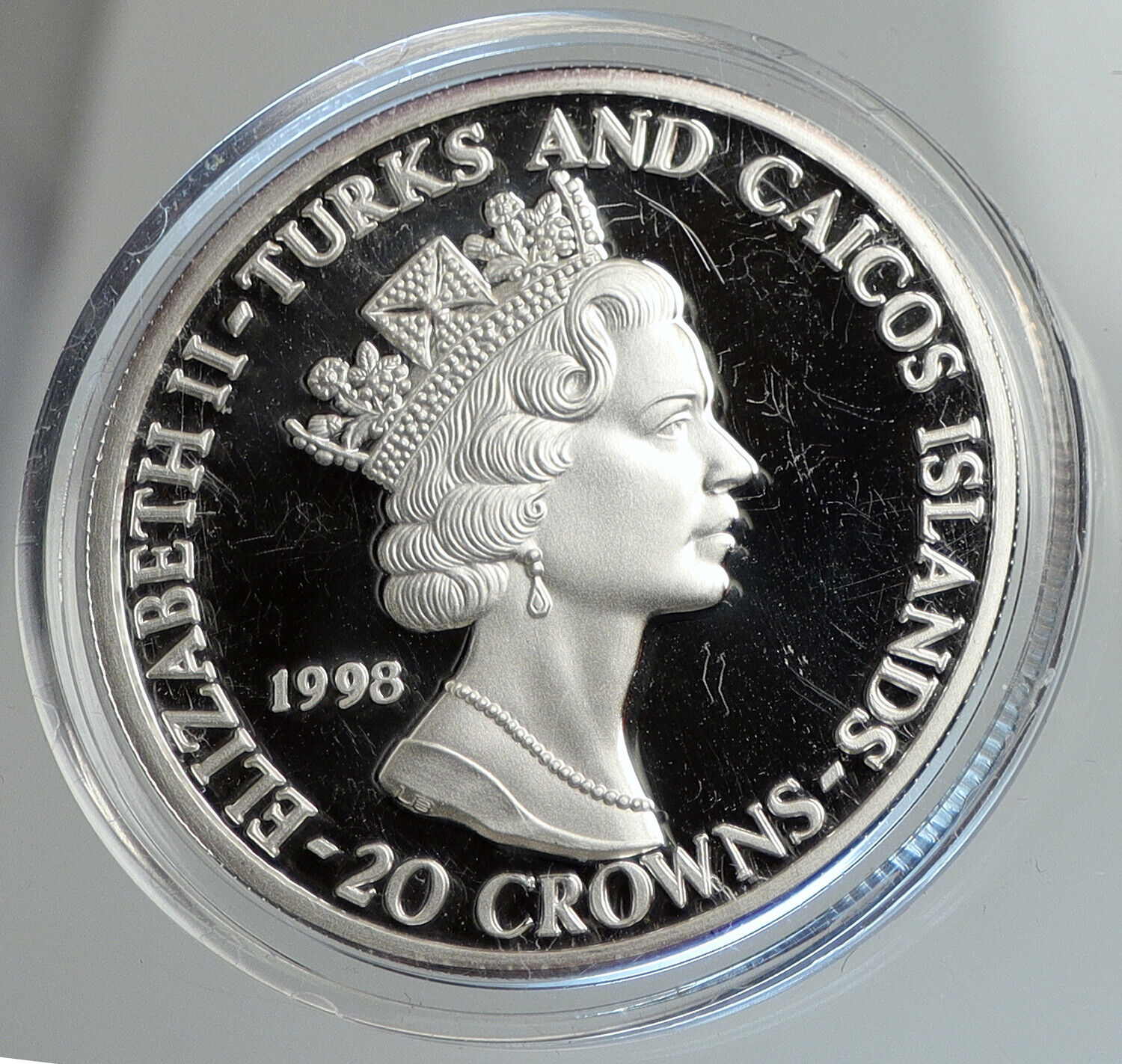 1998 TURKS & CAICOS Lancaster ROYAL AIR FORCE Proof Silver 20 Crown Coin i112424