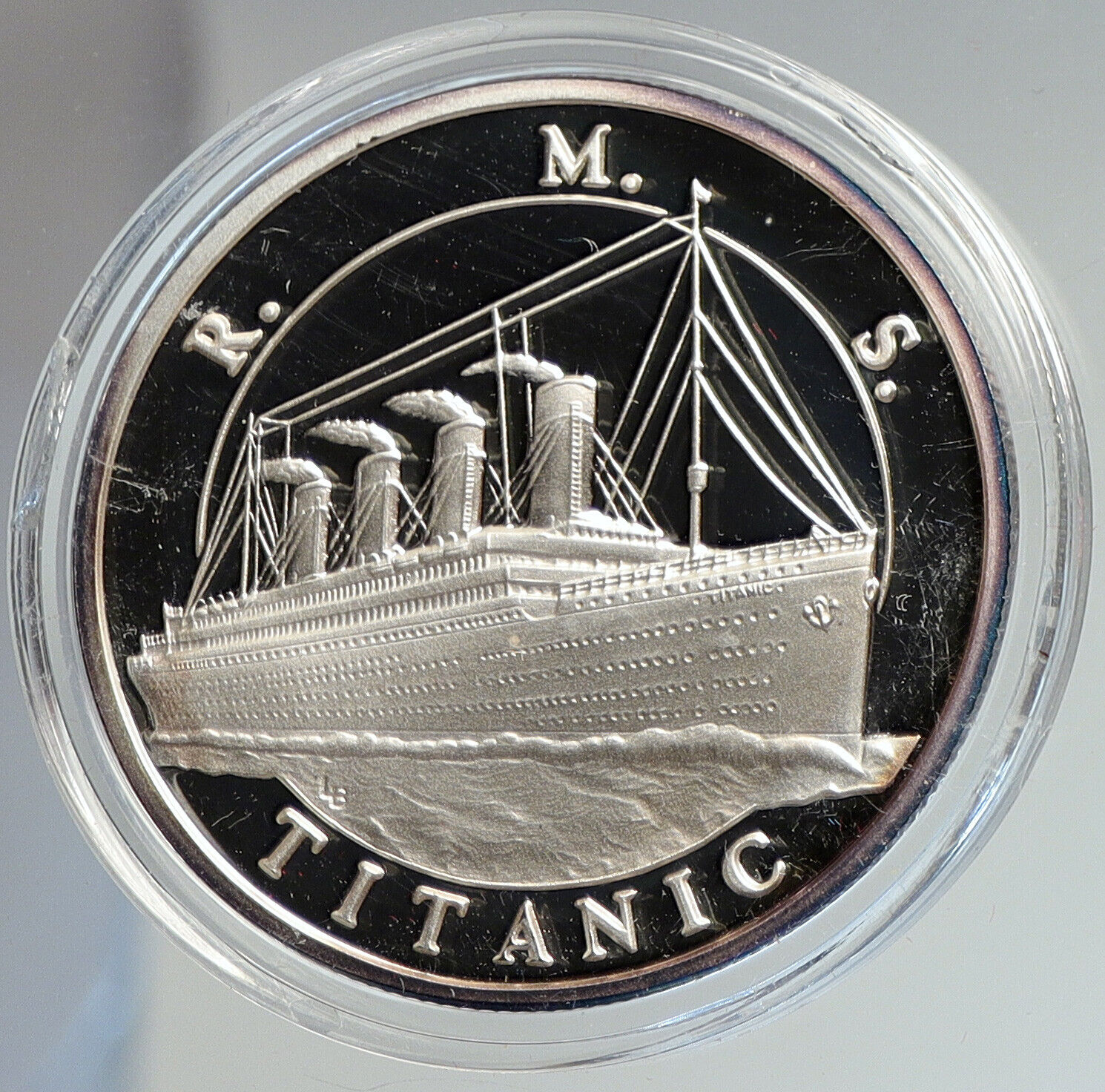 1998 TURKS & CAICOS Elizabeth II TITANIC SHIP Proof Silver 20 Crown Coin i112432