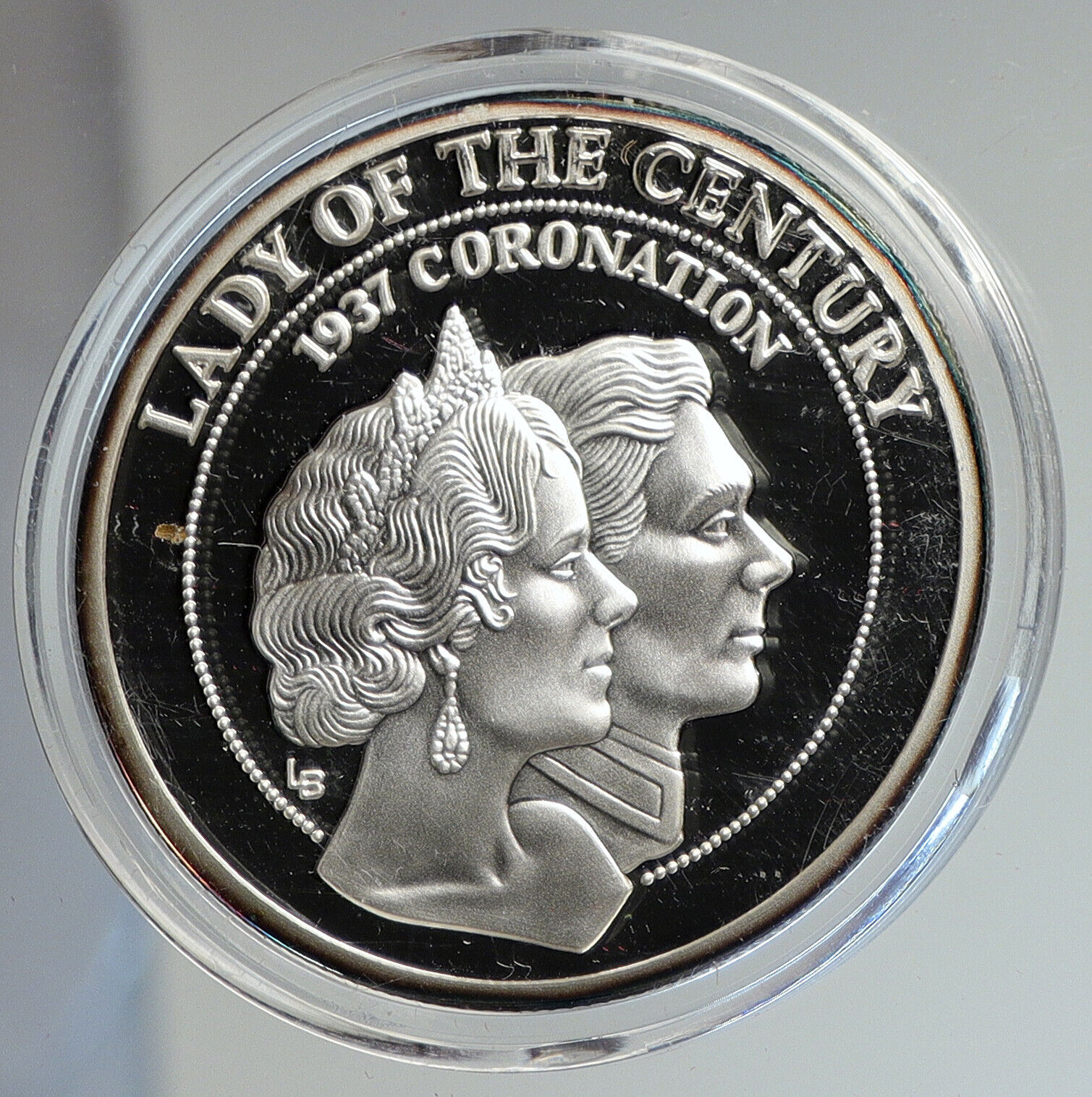1997 TURKS & CAICOS Elizabeth II GEORGE VI CROWNING Silver 20 Crown Coin i112440