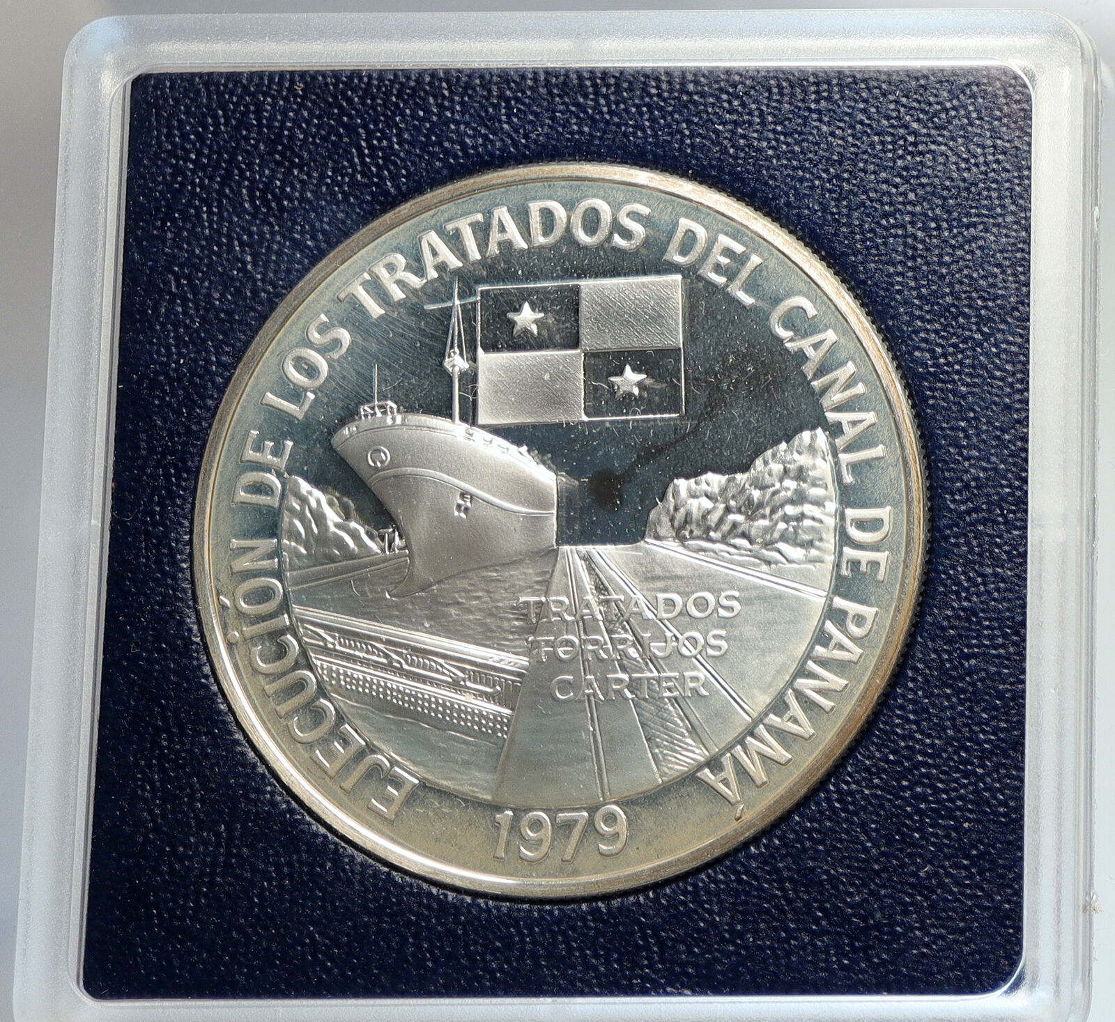 1979 PANAMA Canal Treaty VINTAGE Historic Proof Silver 10 Balboas Coin i112443