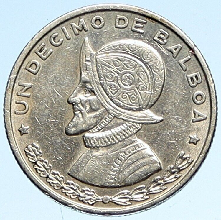 1961 PANAMA - Tenth 1/10th Spanish Conquistador HERO BALBOA Silver Coin i112592