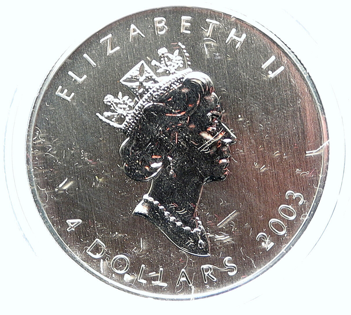 2003 CANADA UK Elizabeth II MAPLE w/ HOLOGRAM Silver $4 Coin Specimen i112575