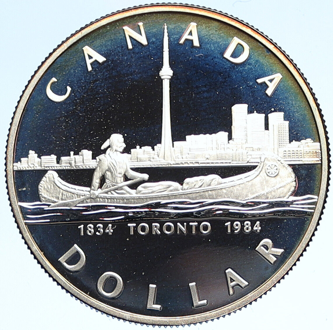 1984 CANADA UK Elizabeth II Canoe in Toronto OLD 150Y Proof Silver Coin i112676