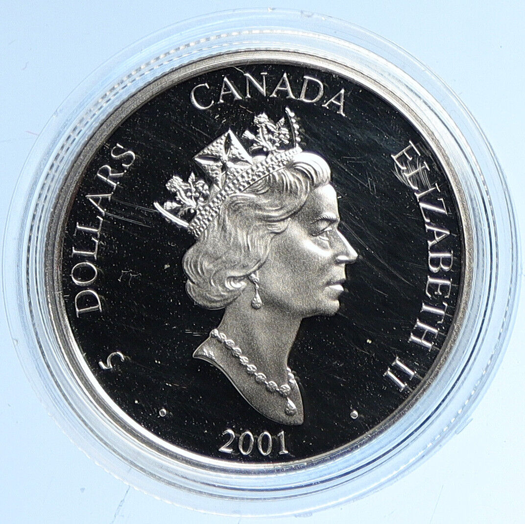 2001 CANADA UK Elizabeth II MARCONI TELEGRAPH Gilt Proof Silver $5 Coin i112690