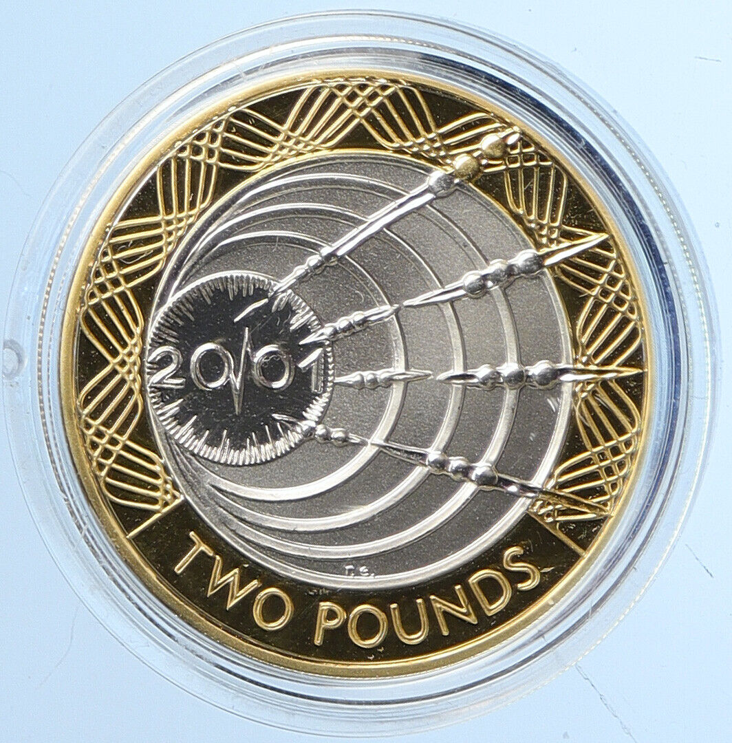 2001 UK BRITAIN Elizabeth II MARCONI TELEGRAPH SILVER 2 Pounds Coin i112691