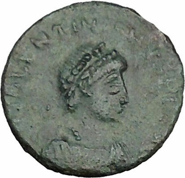 Valentinian II 388AD Ancient Roman Coin Victory Nike Chi-Rho Christ monog i35652