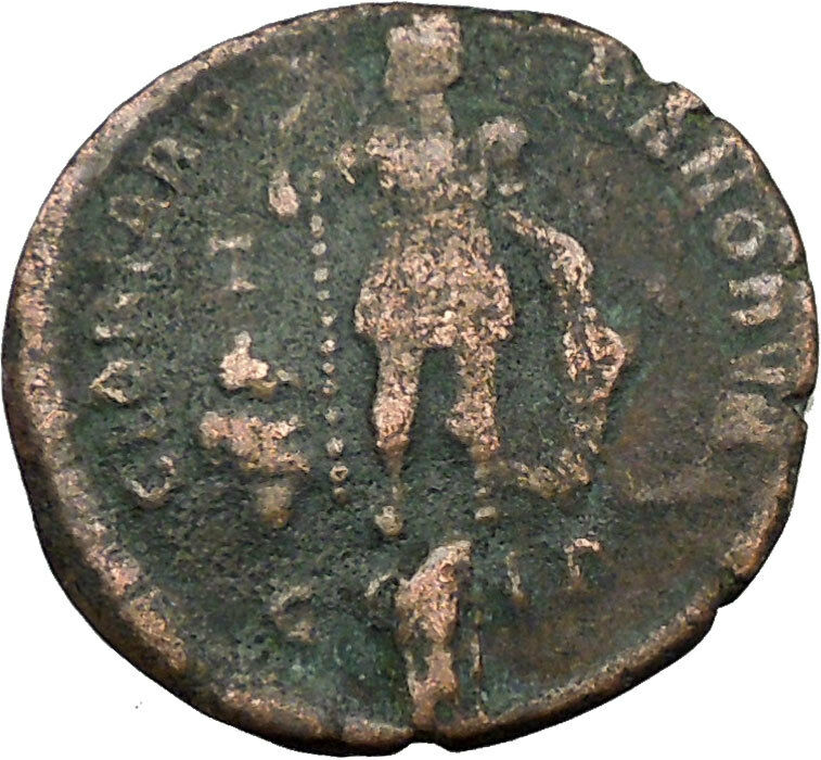 ARCADIUS w standard Hand of God w wreath above 378AD Ancient Roman Coin i34160