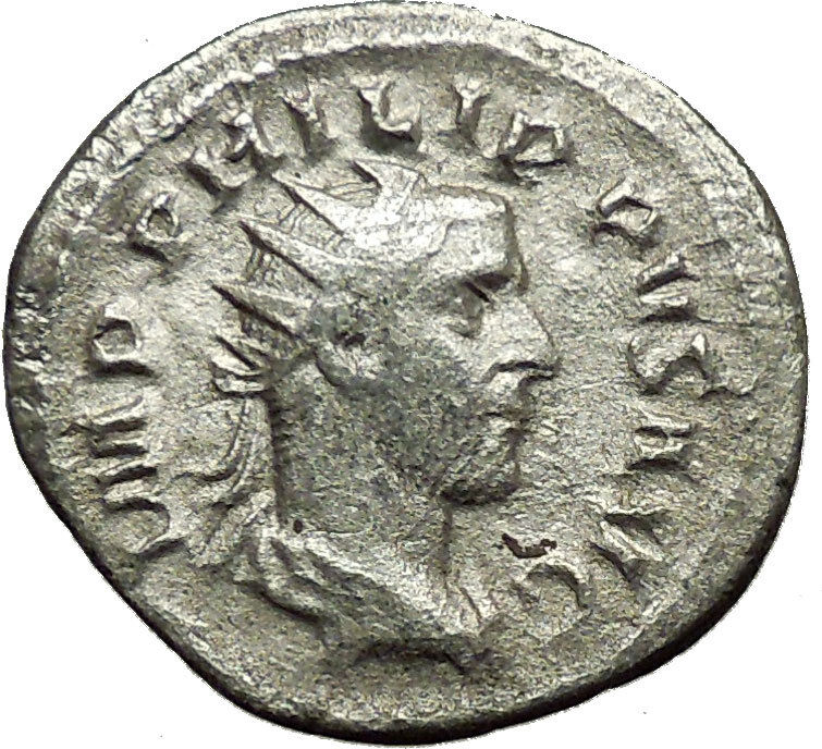 PHILIP I 'the Arab' 247AD Silver Ancient Roman Coin Annona Wealth symbol i34142