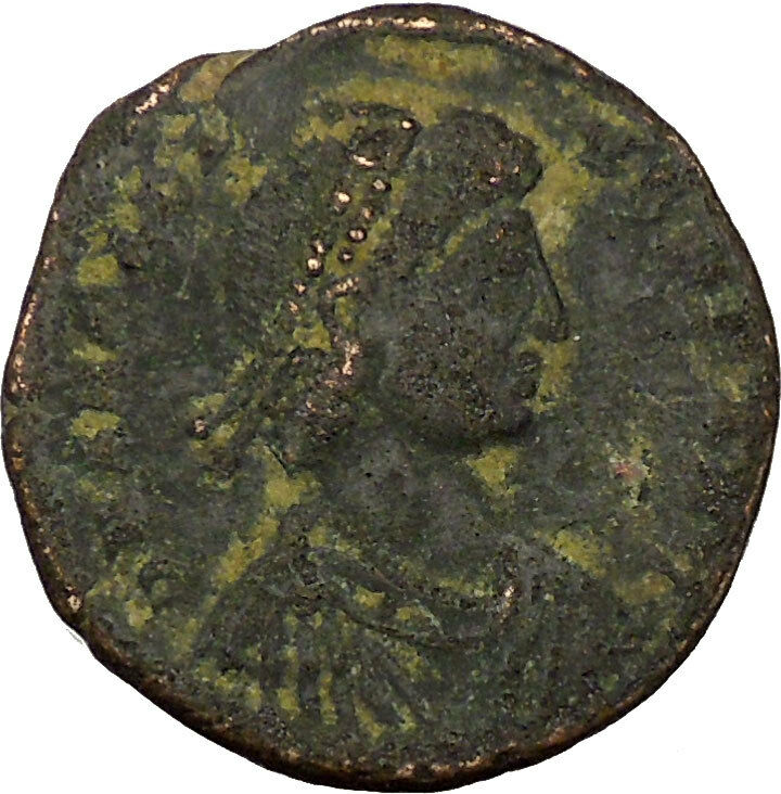 ARCADIUS with labarum & globe Ancient Roman Coin Chi-Rho Christ monogram i35573