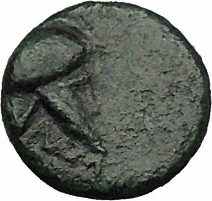 Lampsakos 300BC Corinthian Helmet Pegasus Dolphin Ancient Greek Coin i34349