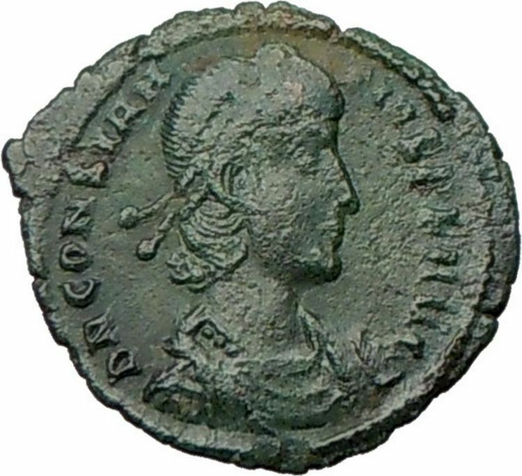 CONSTANTIUS II w globe Constantine the Great son Ancient Roman Coin i22504