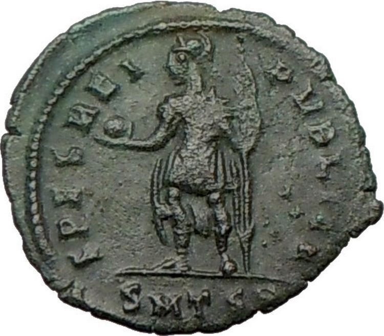 CONSTANTIUS II w globe Constantine the Great son Ancient Roman Coin i22504