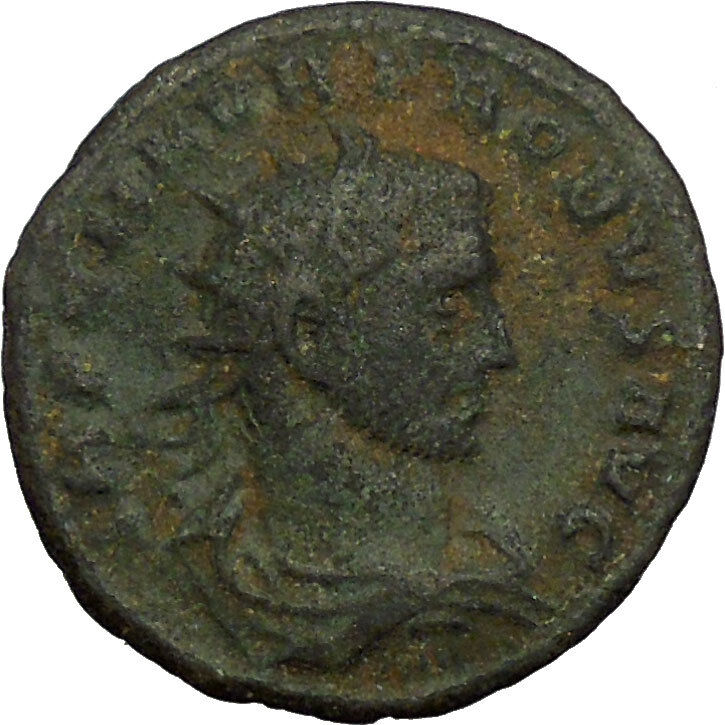 Probus receiving globe from Jupiter 280AD Ancient Roman Coin i34799