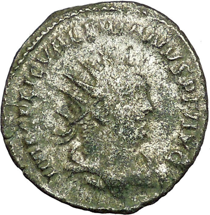 Valerian I receivind wreath from Turreted female 255AD Ancient Roman Coin i34745