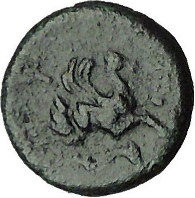 Lampsakos 300BC Corinthian Helmet Pegasus Dolphin Ancient Greek Coin i34349