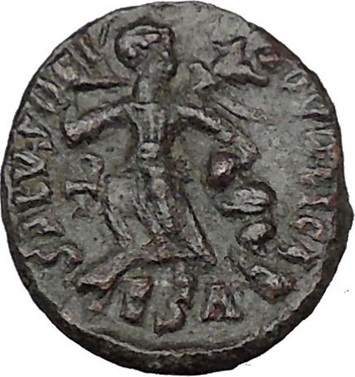 Valentinian II 388AD Ancient Roman Coin Victory Nike Chi-Rho Christ monog i35653