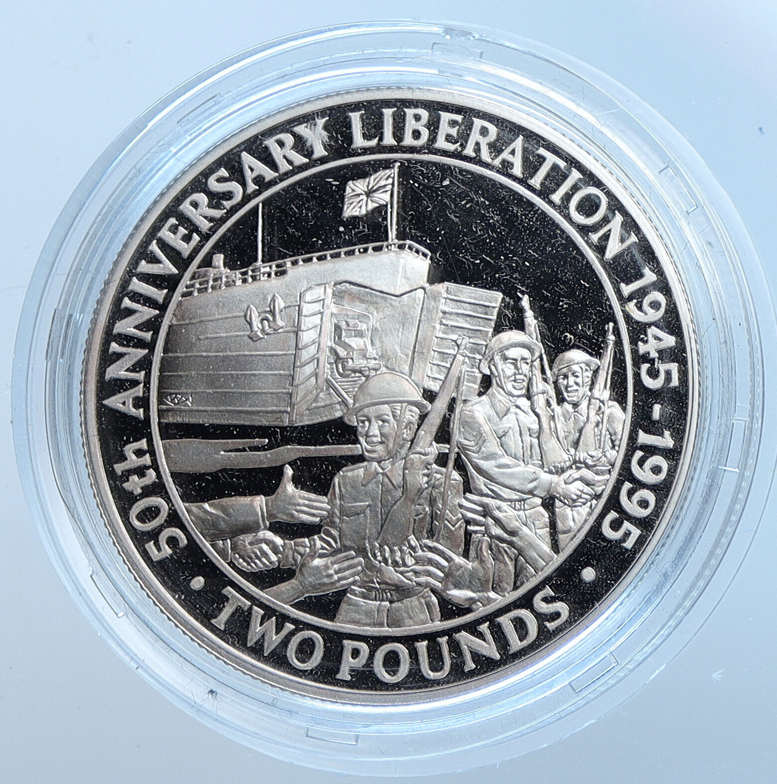 1995 GUERNSEY Island Elizabeth II LIBERATION Proof Silver 2 Pounds Coin i114590