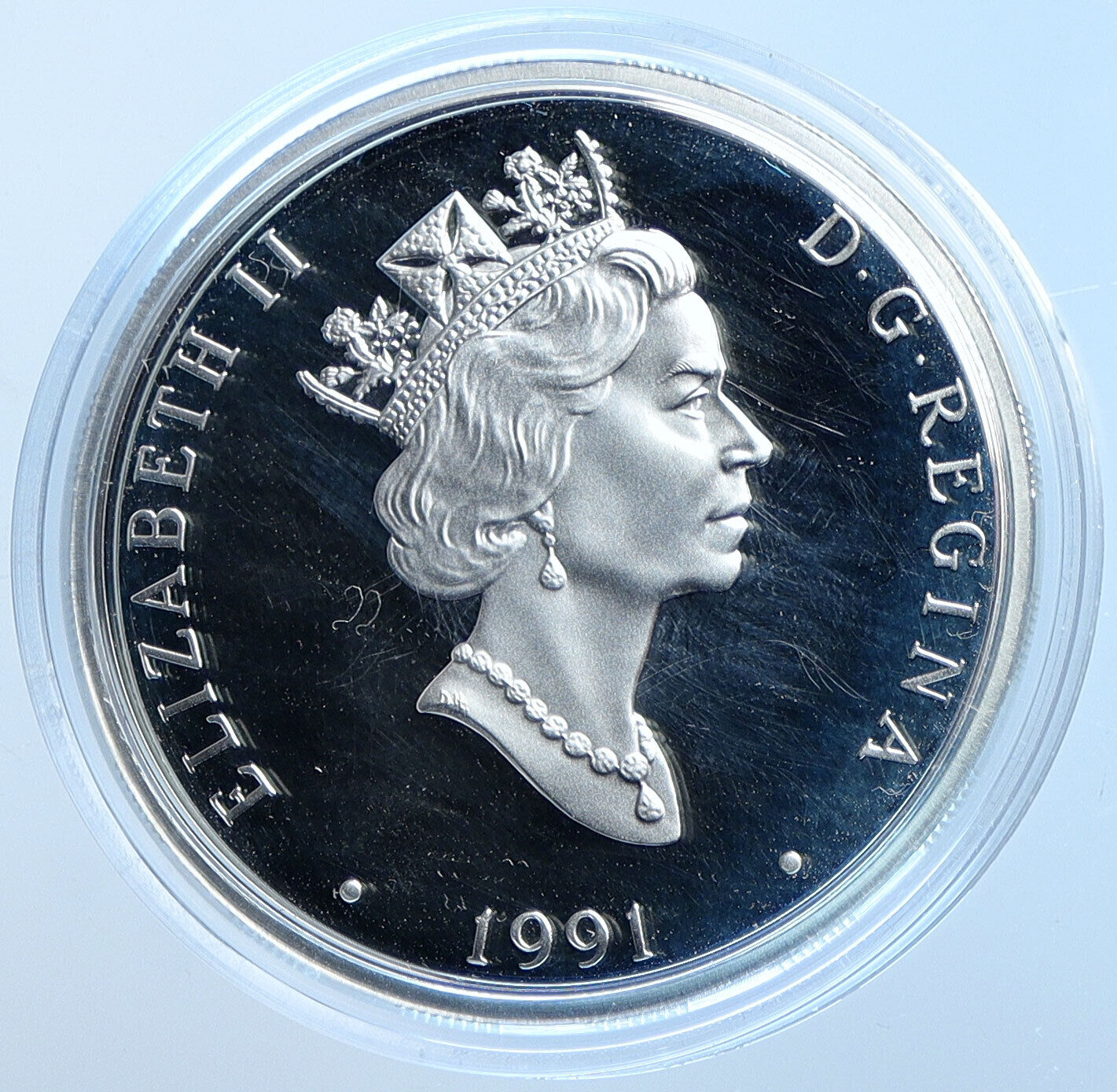 1991 CANADA UK Queen Elizabeth II AVIATION AIRPLANE Silver DART $20 Coin i114594