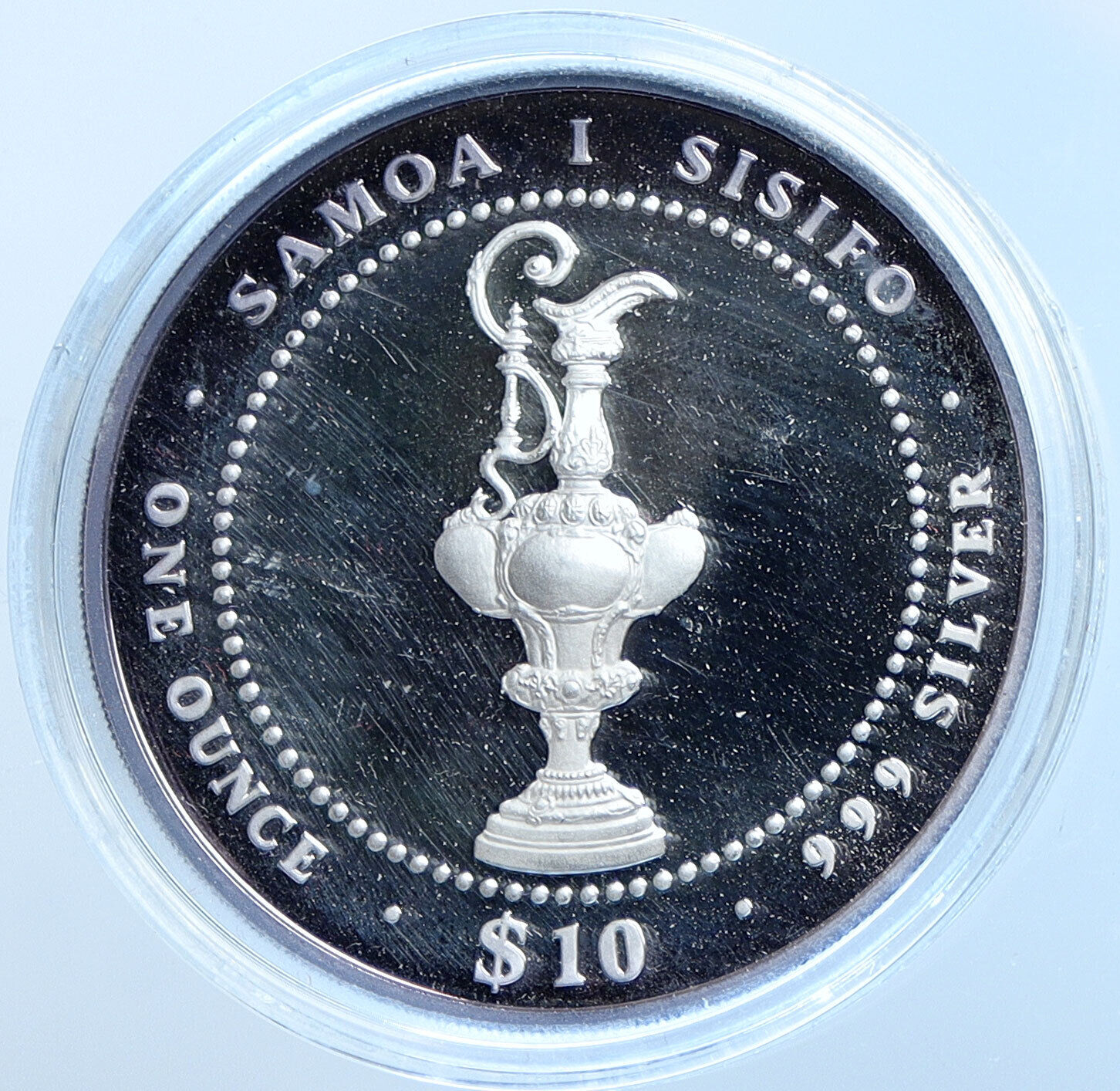 1987 SAMOA America's Cup RACE Sailing in Perth OLD Proof Silver $10 Coin i114596