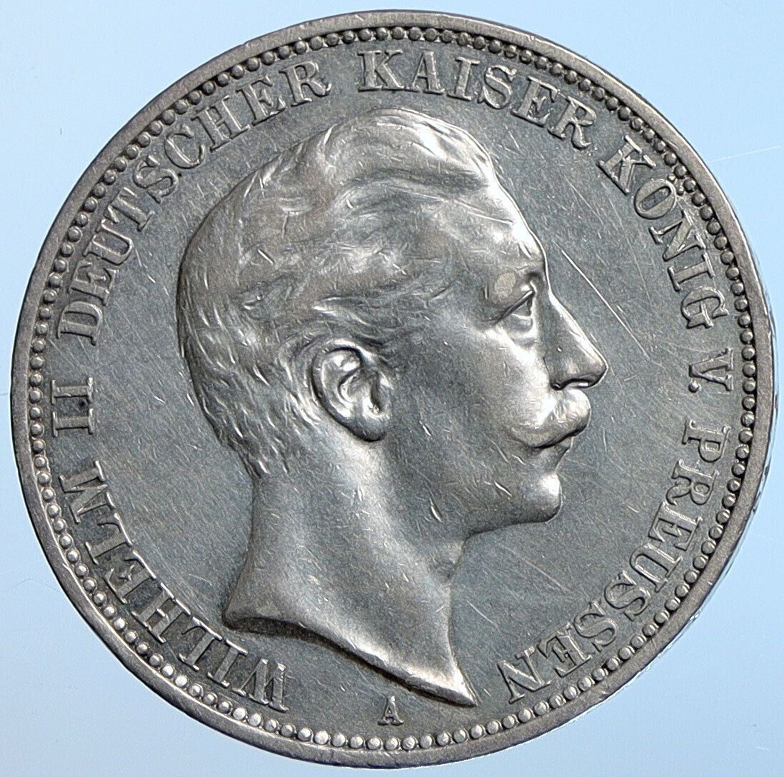 1912 A PRUSSIA KINGDOM Germany WILHELM II Old Silver 3 Mark German Coin i114607