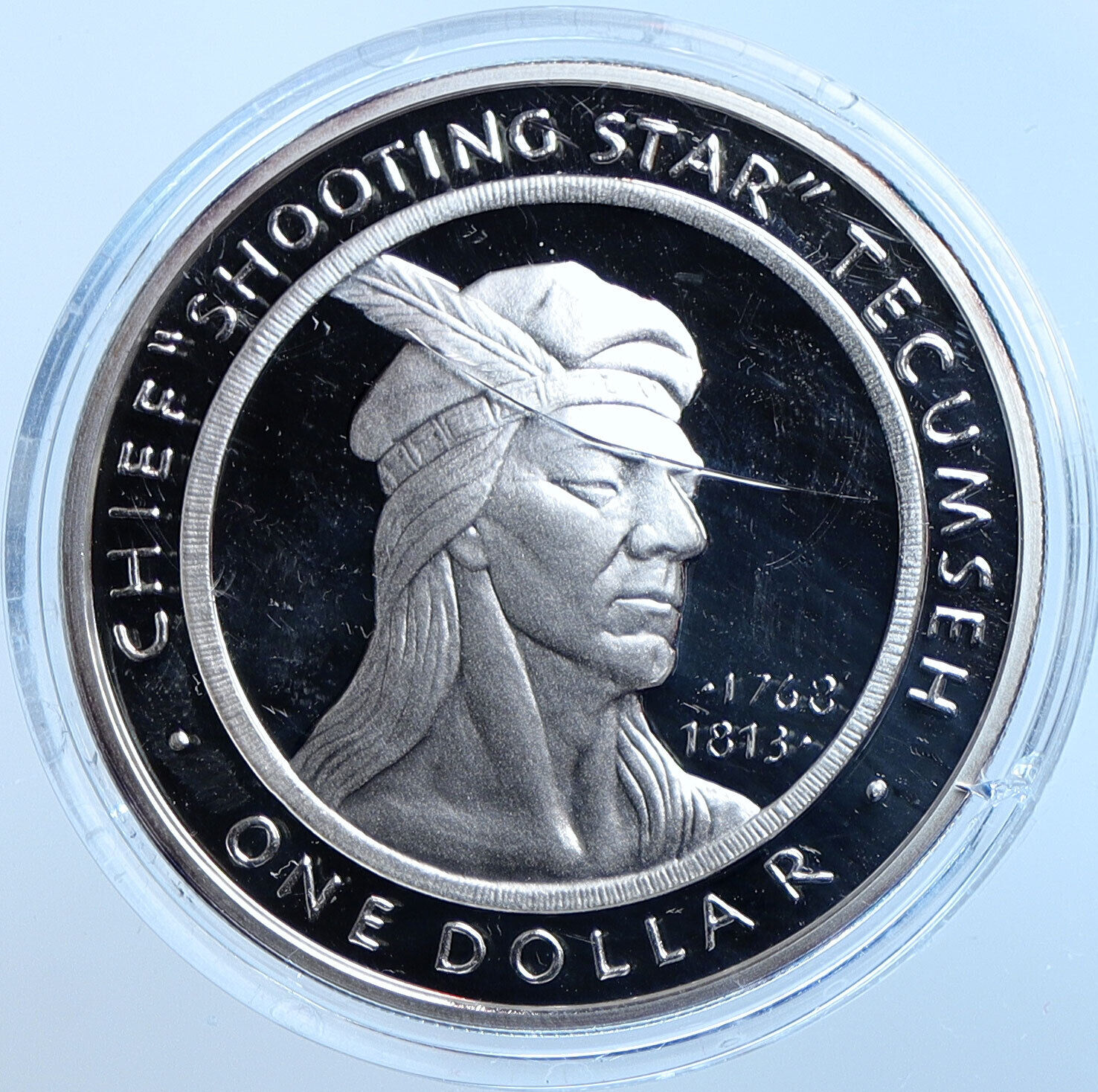 2002 US Shawnee Creek Indian Tribe CHIEF TECUMSEH Proof Silver $1 Coin i114631