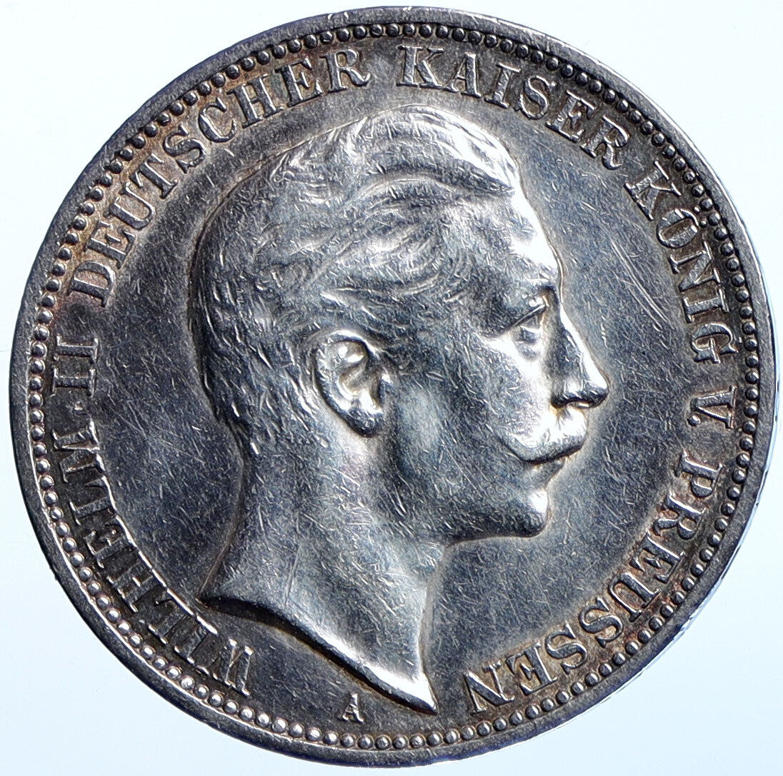 1912 A PRUSSIA KINGDOM Germany WILHELM II Old Silver 3 Mark German Coin i114611