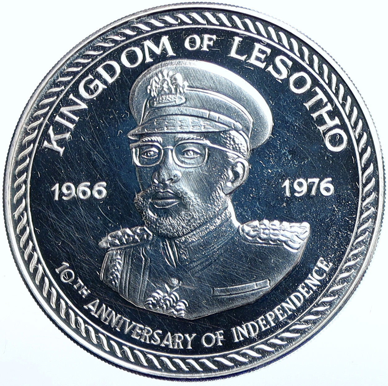 1976 LESOTHO in AFRICA 10Y Independence VINTAGE Silver 10 Maloti Coin i114612