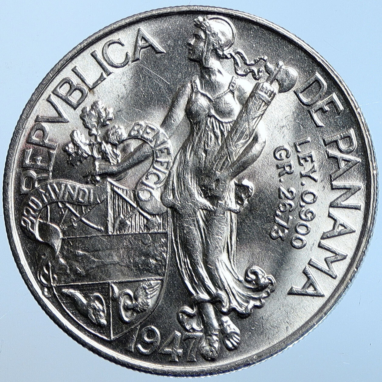 1947 PANAMA Large CONQUISTADOR BALBOA Liberty Vintage OLD Silver Coin i114606