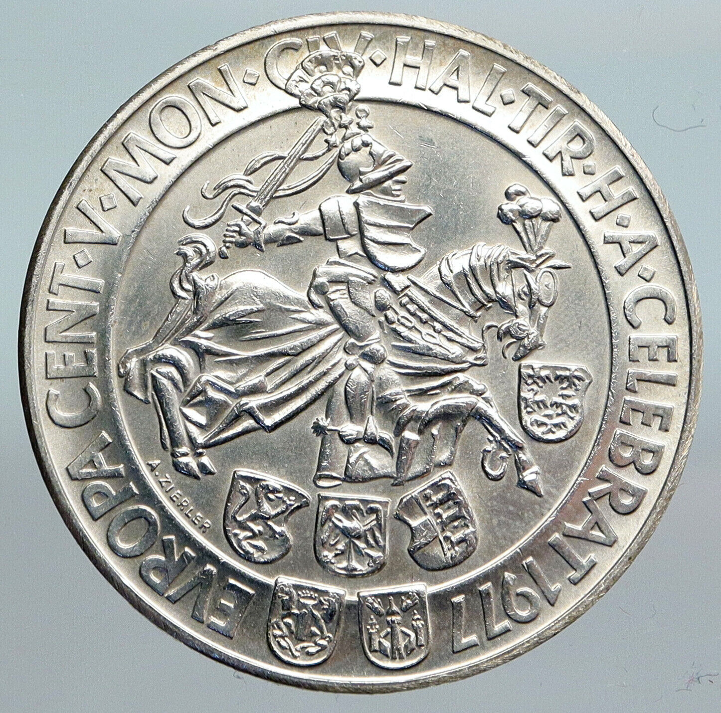 1977 AUSTRIA Horseman Hall Mint 500 Yrs VINTAGE Silver 100 Schilling Coin i90098