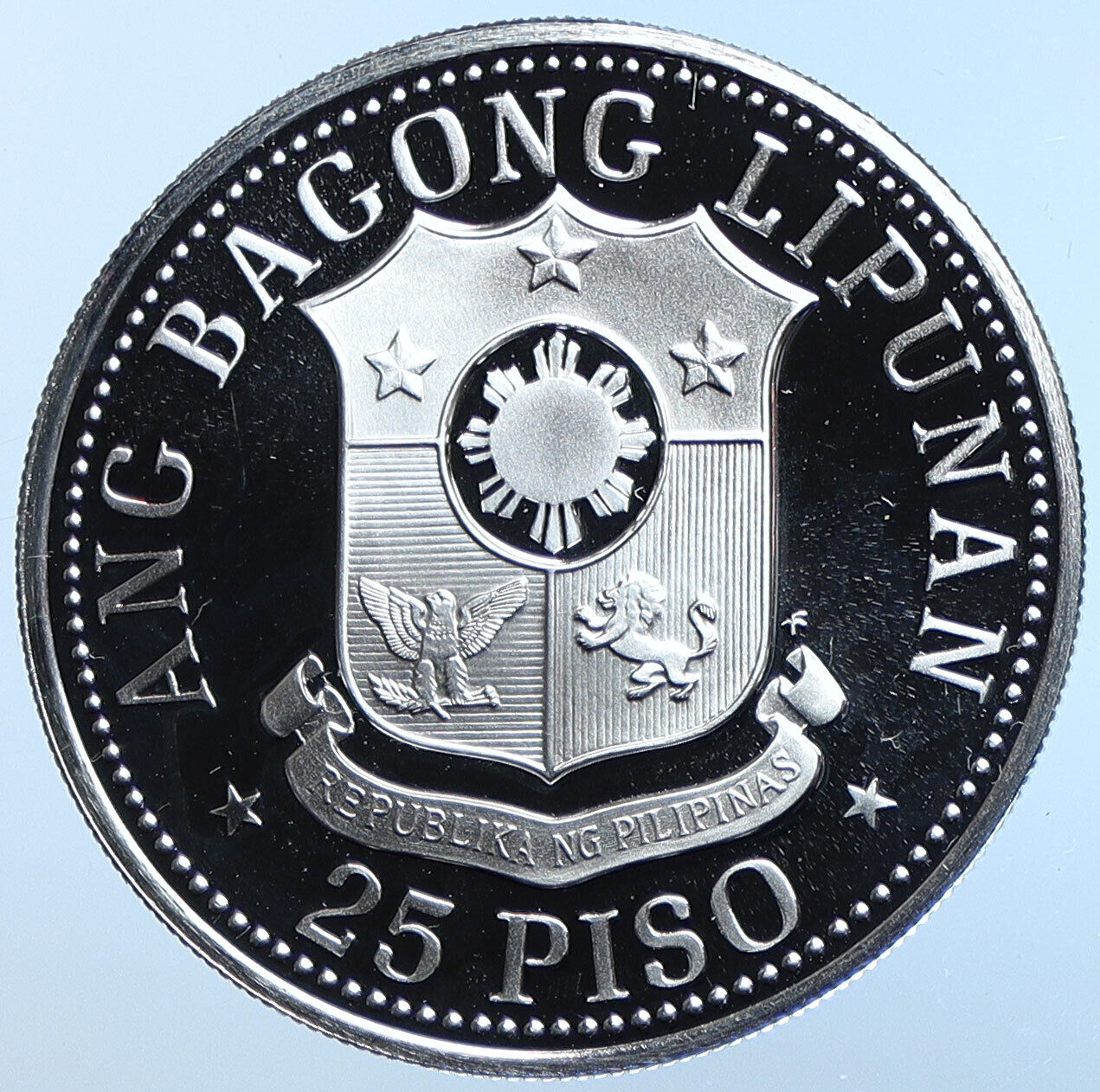 1975 PHILIPPINES Emilio Aguinaldo VINTAGE OLD Proof Silver 25 Piso Coin i114617