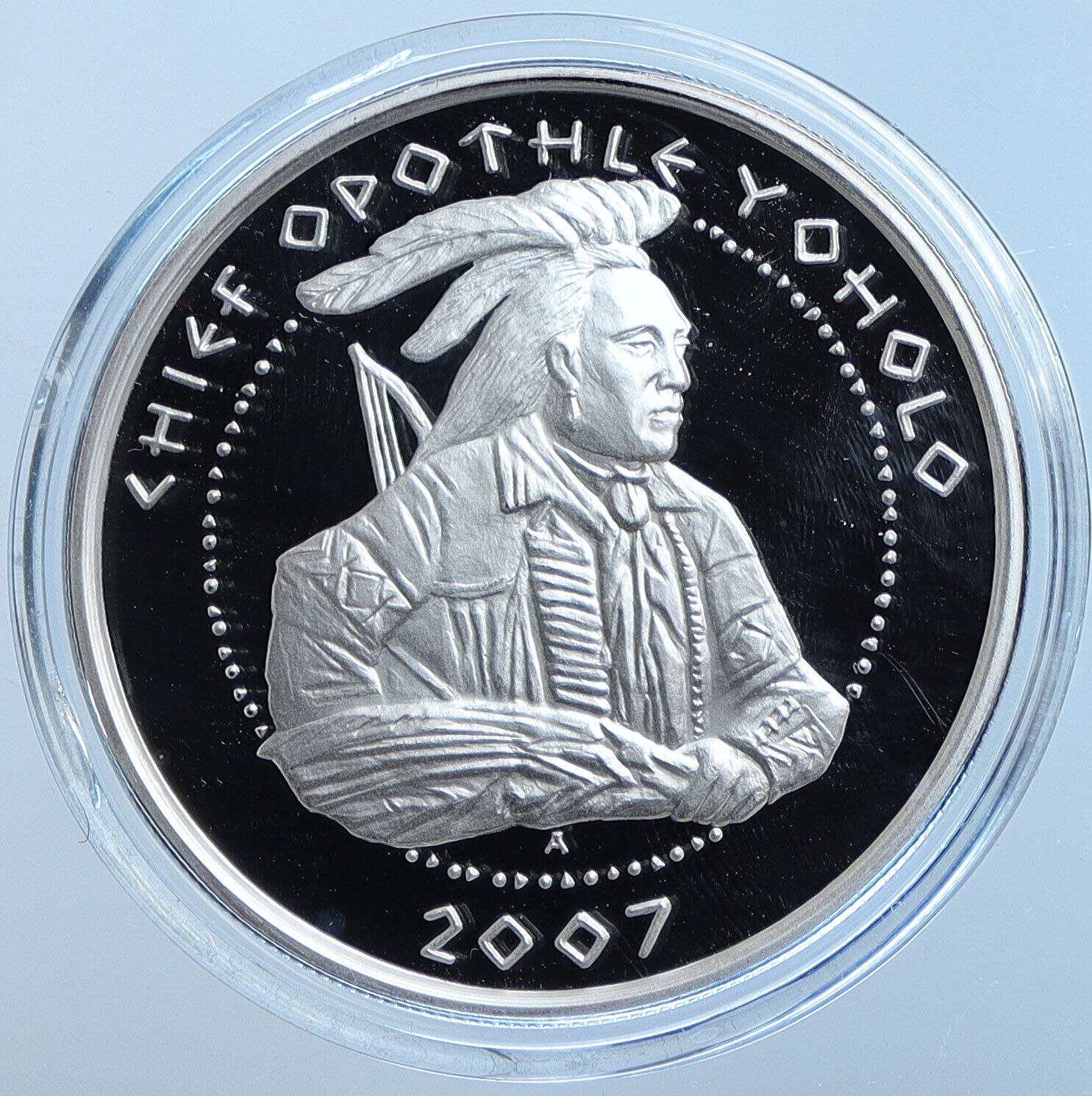 2007 US Poarch Creek Indians CHIEF YOHOLO Old Proof Silver Dollar Coin i114601
