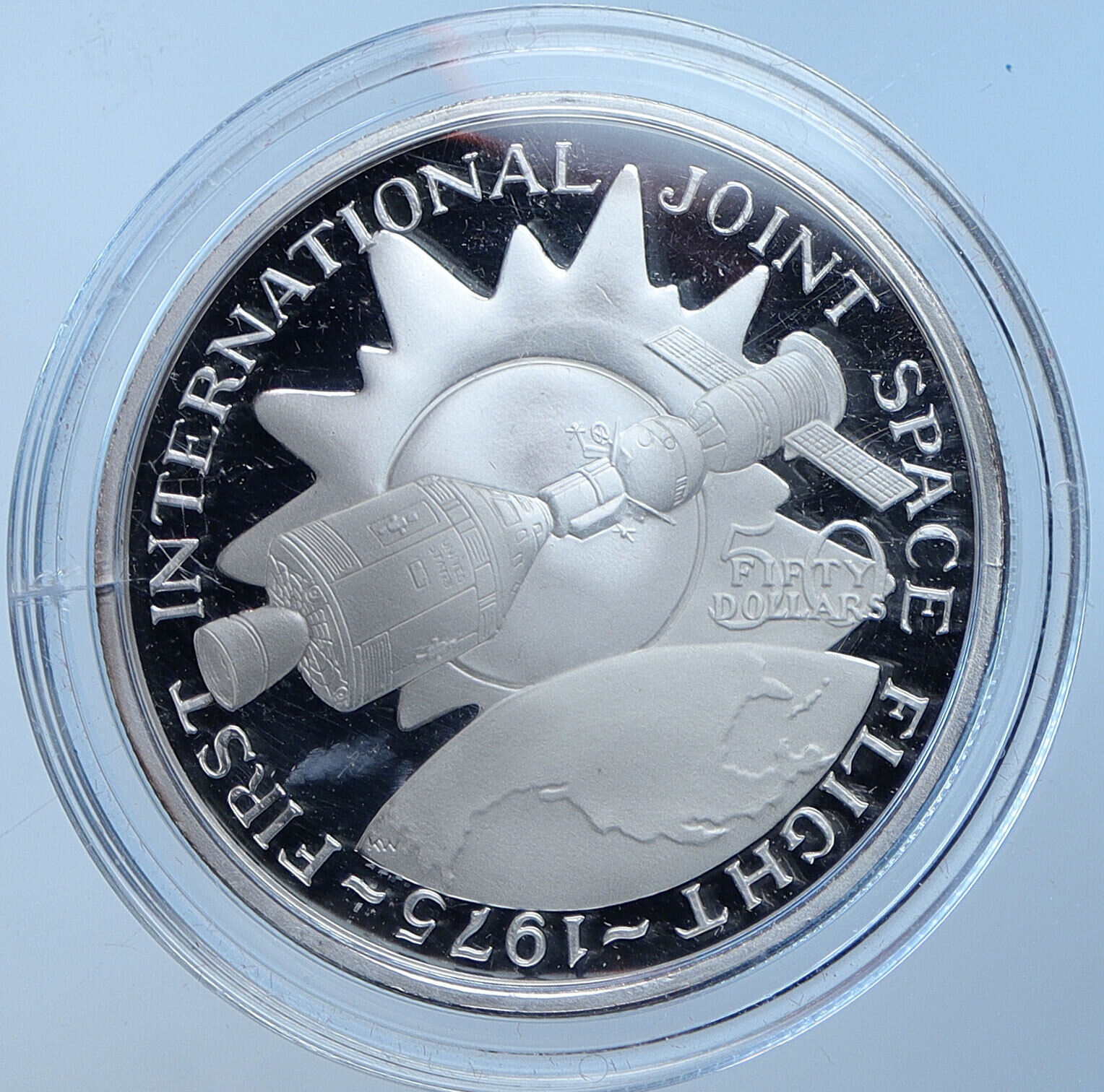 1989 MARSHALL ISLANDS Int Joint Space Flight Proof Silver 50 Dollar Coin i114637