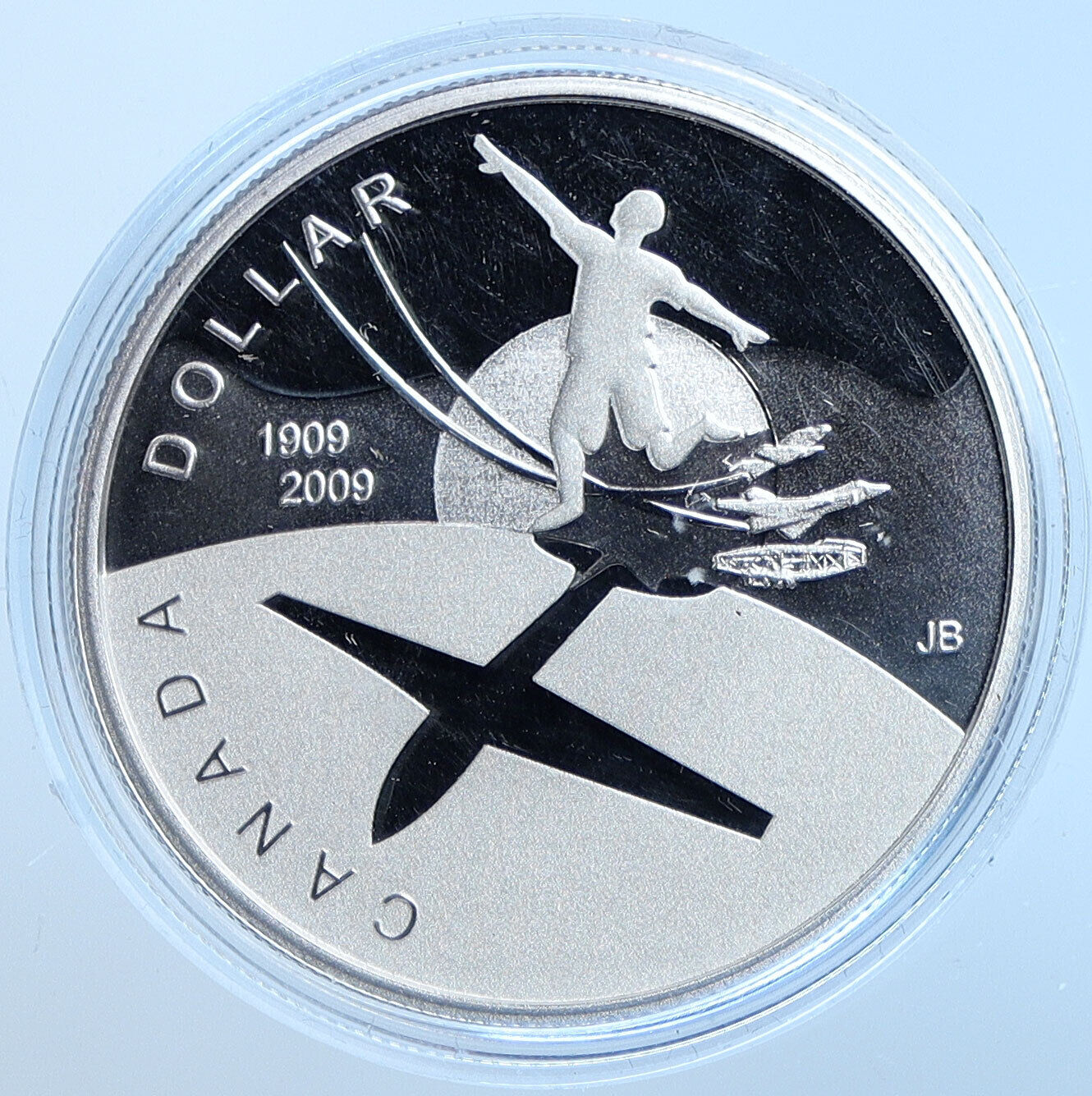 2009 CANADA UK Queen Elizabeth II First Flight Proof Silver Dollar Coin i114644