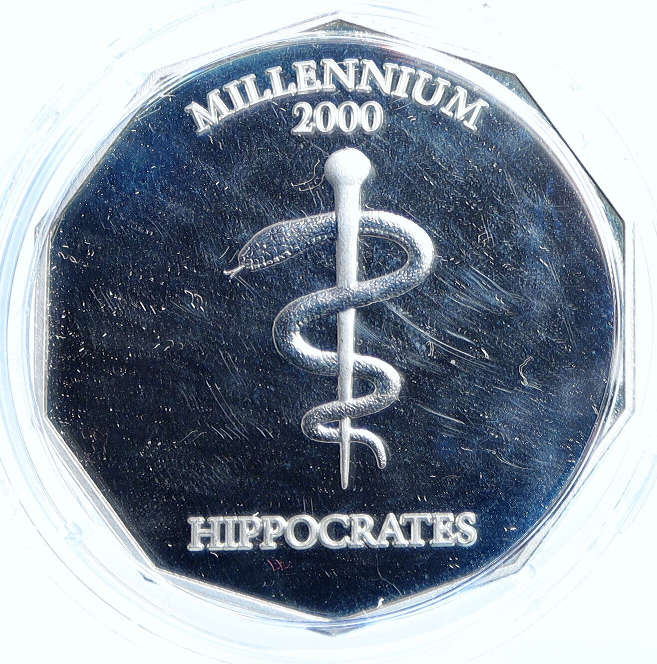 2000 LIBERIA Millennium Hippocrates VINTAGE OLD Silver 10 Dollars Coin i114653