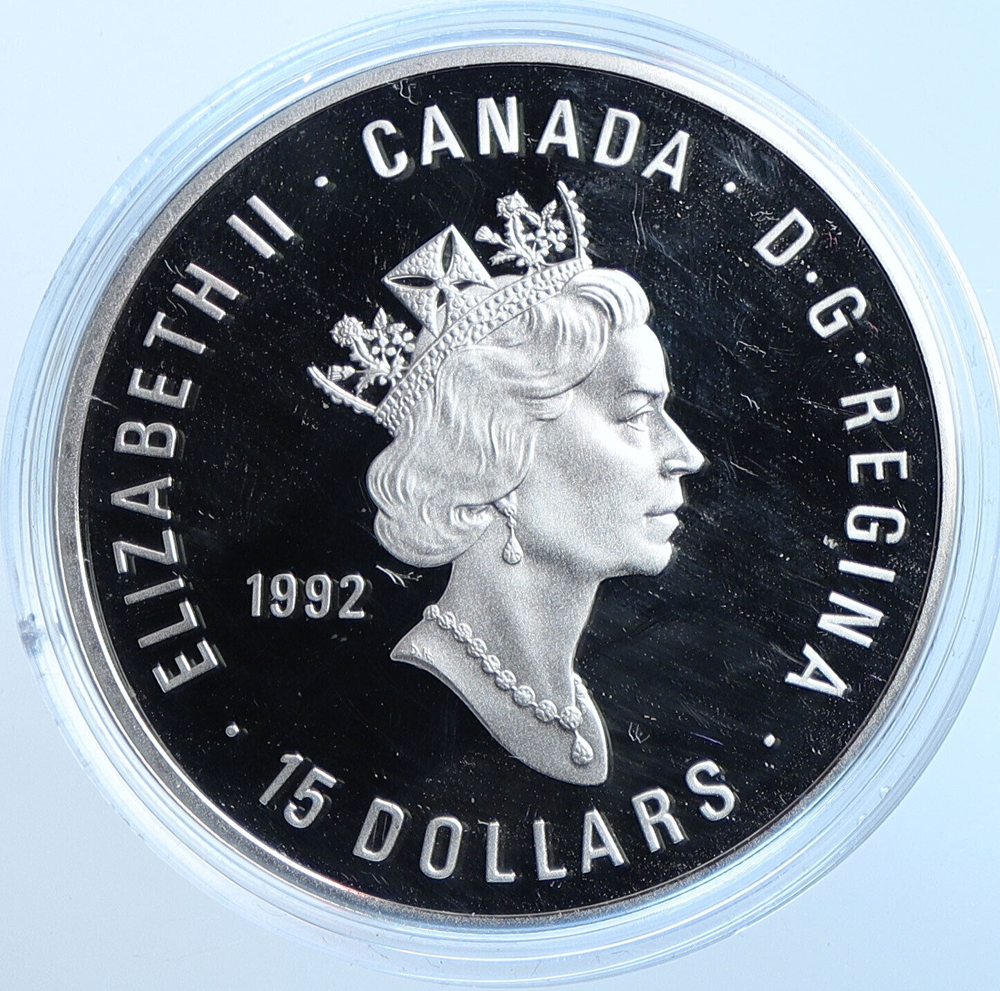 1992 CANADA UK Queen VICTORIA 100Yr OLYMPICS Proof Silver 15 Dollar Coin i114646