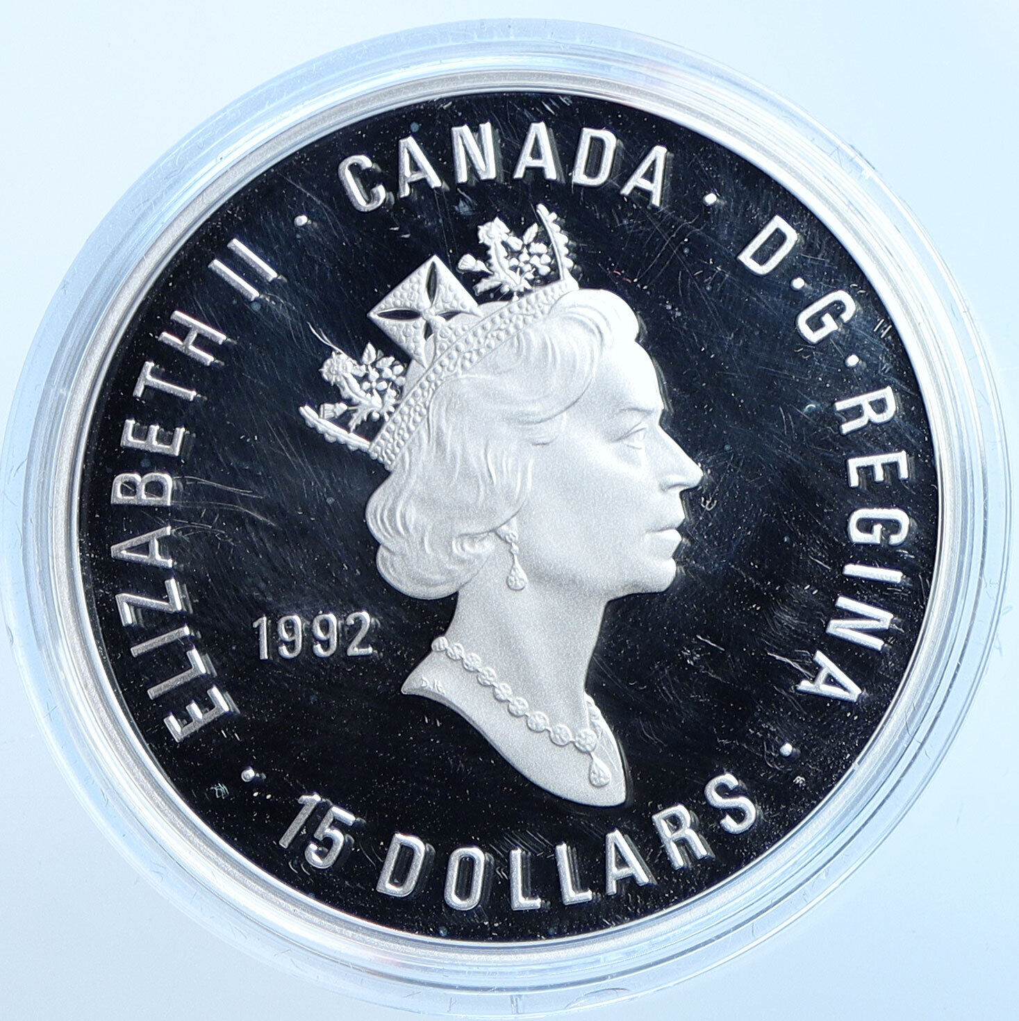 1992 CANADA UK Queen VICTORIA 100Yr OLYMPICS Proof Silver 15 Dollar Coin i114654