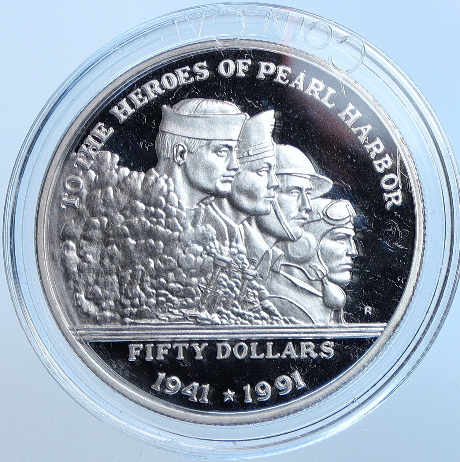 1991 MARSHALL ISLANDS Pearl Harbor Heroes Proof Silver 50 Dollars Coin i114641