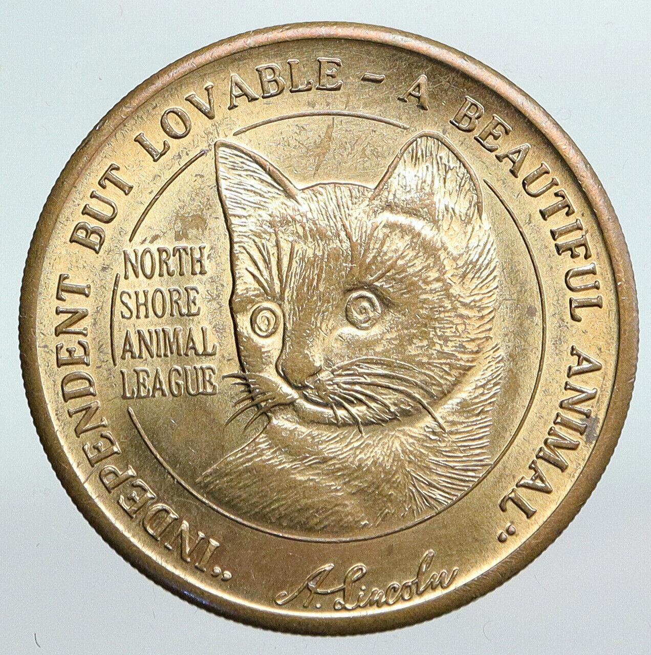 1939 USA North Shore Animal League CAT & DOG Vintage ANTIQUE OLD Medal i90239