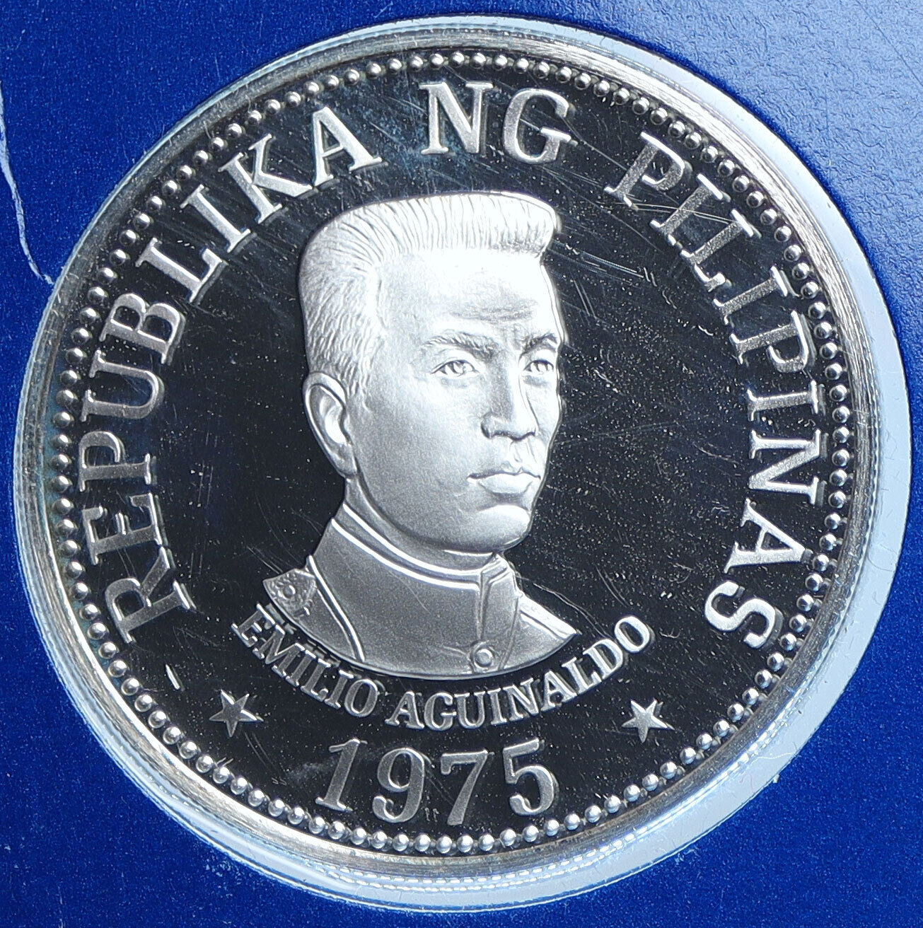 1975 PHILIPPINES Emilio Aguinaldo VINTAGE OLD Proof Silver 25 Piso Coin i114580