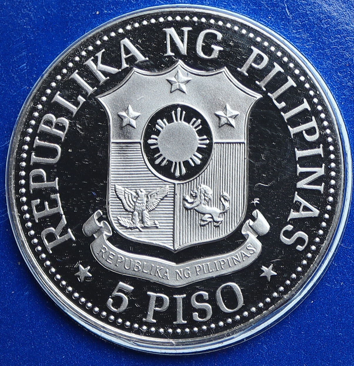 1975 PHILIPPINES New Society MARCOS Lipunan Proof 5 Piso Philippine Coin i114582