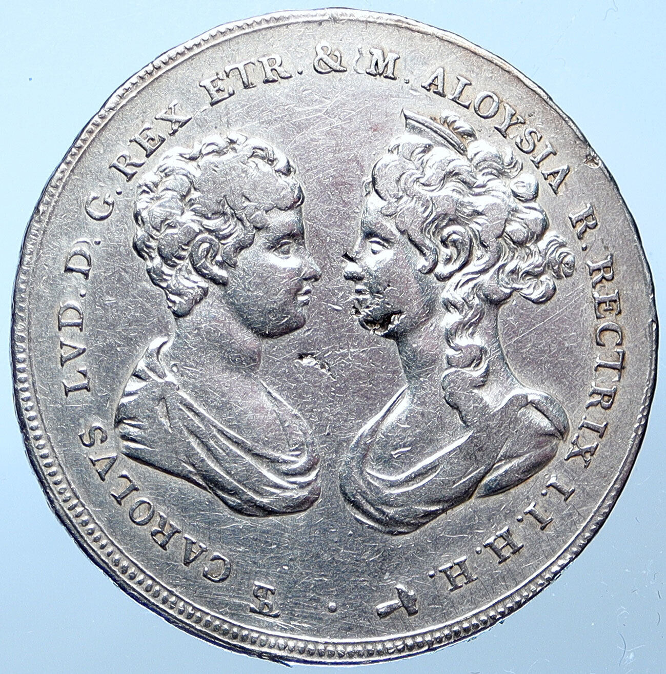 1806 ITALY Italian States TUSCANY Charles Louis Silver Francescone Coin i114918