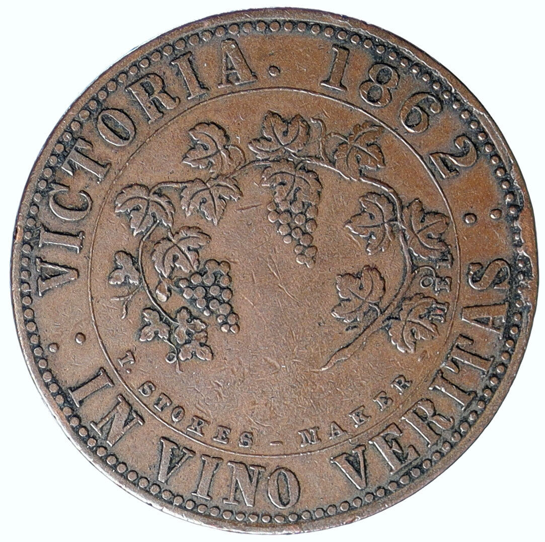 1862 AUSTRALIA Melbourne Victoria STOKES SEAL ENGRAVER Penny Trade Token i114927