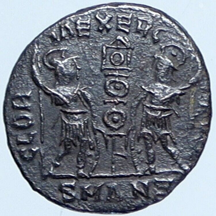 CONSTANTIUS II Authentic Ancient 337AD Roman Coin w LEGIONARY SOLDIERS i114192